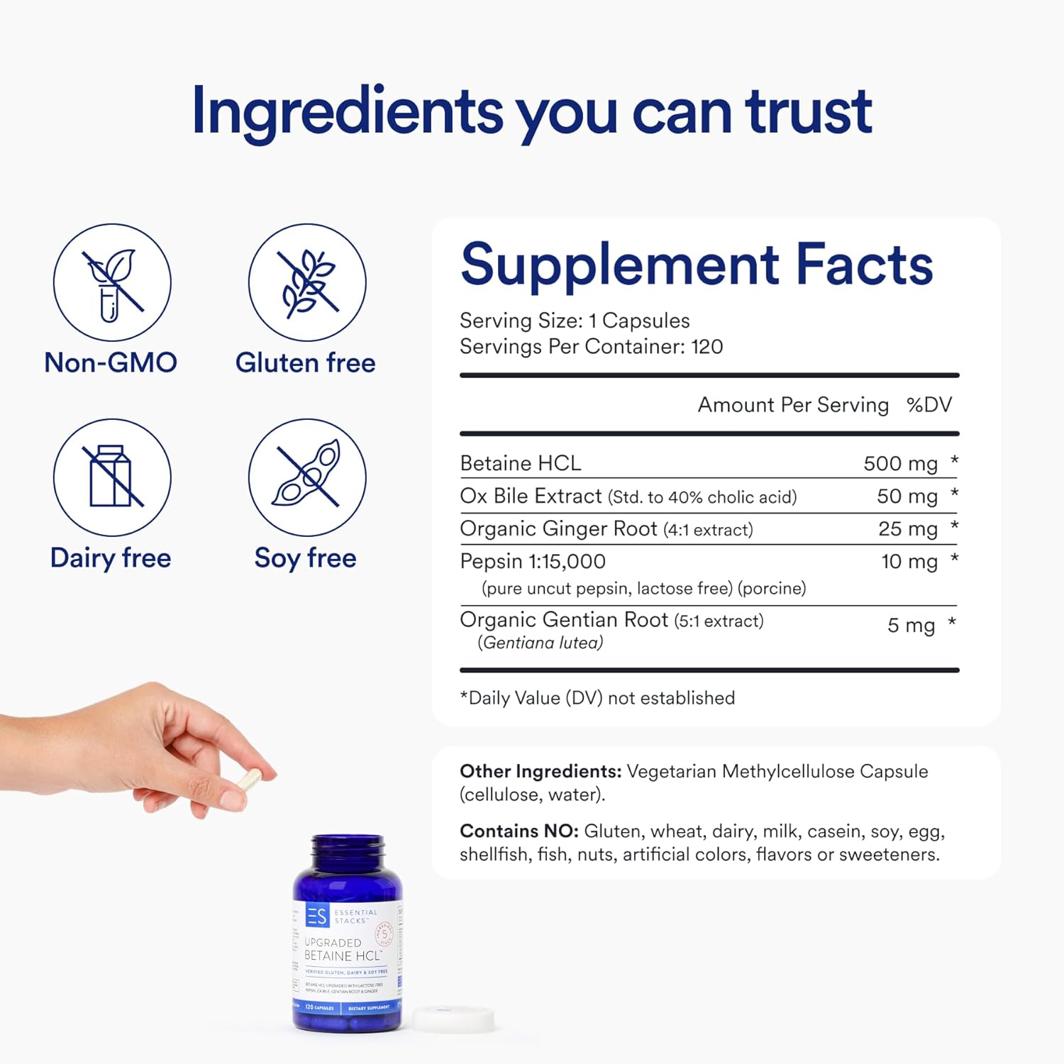 Complete Gut Health Bundle - L-Glutamine, Enzymes, Probiotics, Prebiotics, Betaine HCL for Digestive Wellness