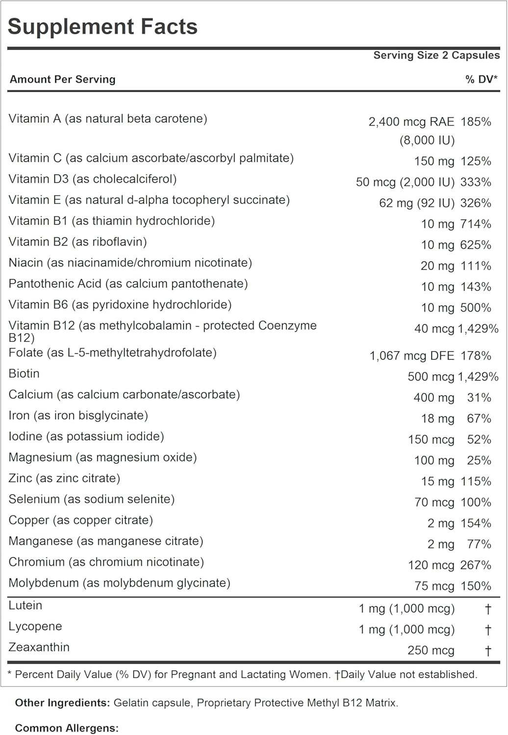 Complete Prenatal Vitamins for Women - ANDREW LESSMAN Prenatal Essentials 180 Capsules, No Additives, Postnatal-Methylfolate Prenatal with Iron