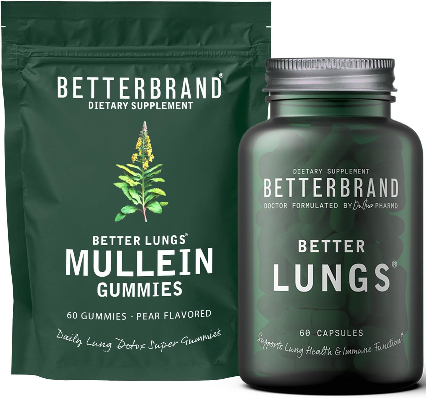 Complete Respiratory Wellness Pack: BetterLungs & Mullein Gummies - 30 Day Supply by Betterbrand