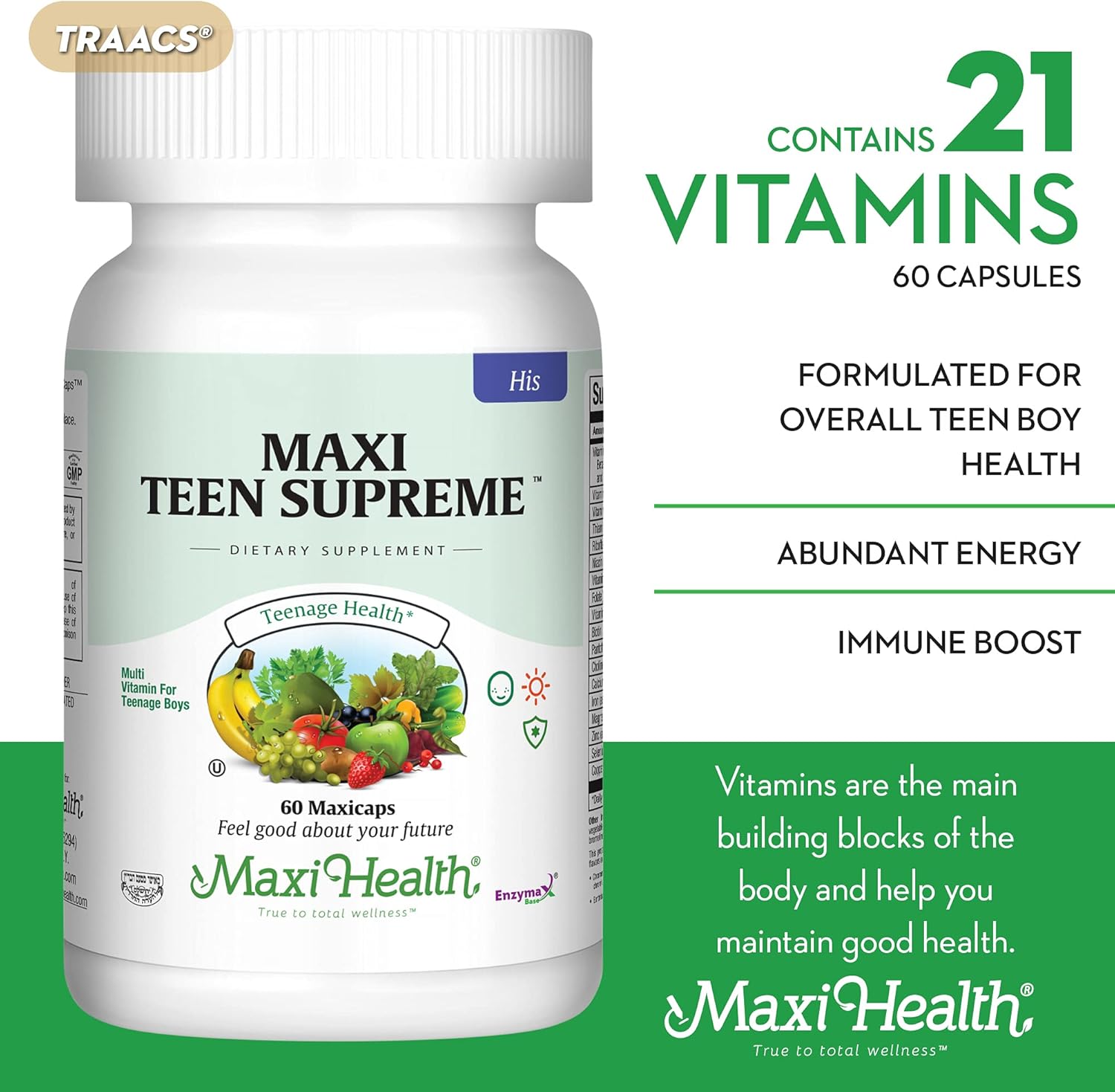 Complete Teen Supreme Vitamins Bundle by Maxi Health for Overall Health and Wellness