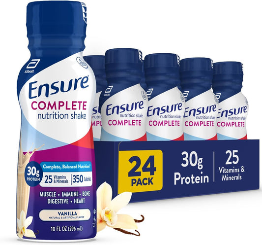 Complete Vanilla Nutritional Shake: Balanced Meal Replacement with 30g Protein & 27 Vitamins - 10 fl oz Ready To Drink - 24 Pack