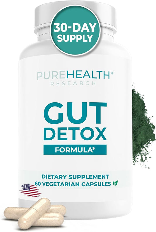 Comprehensive Gut Cleanse Supplement with Zeolite Detox - PureHealth Research Gut Cleanse Formula - Optimal Digestion Support