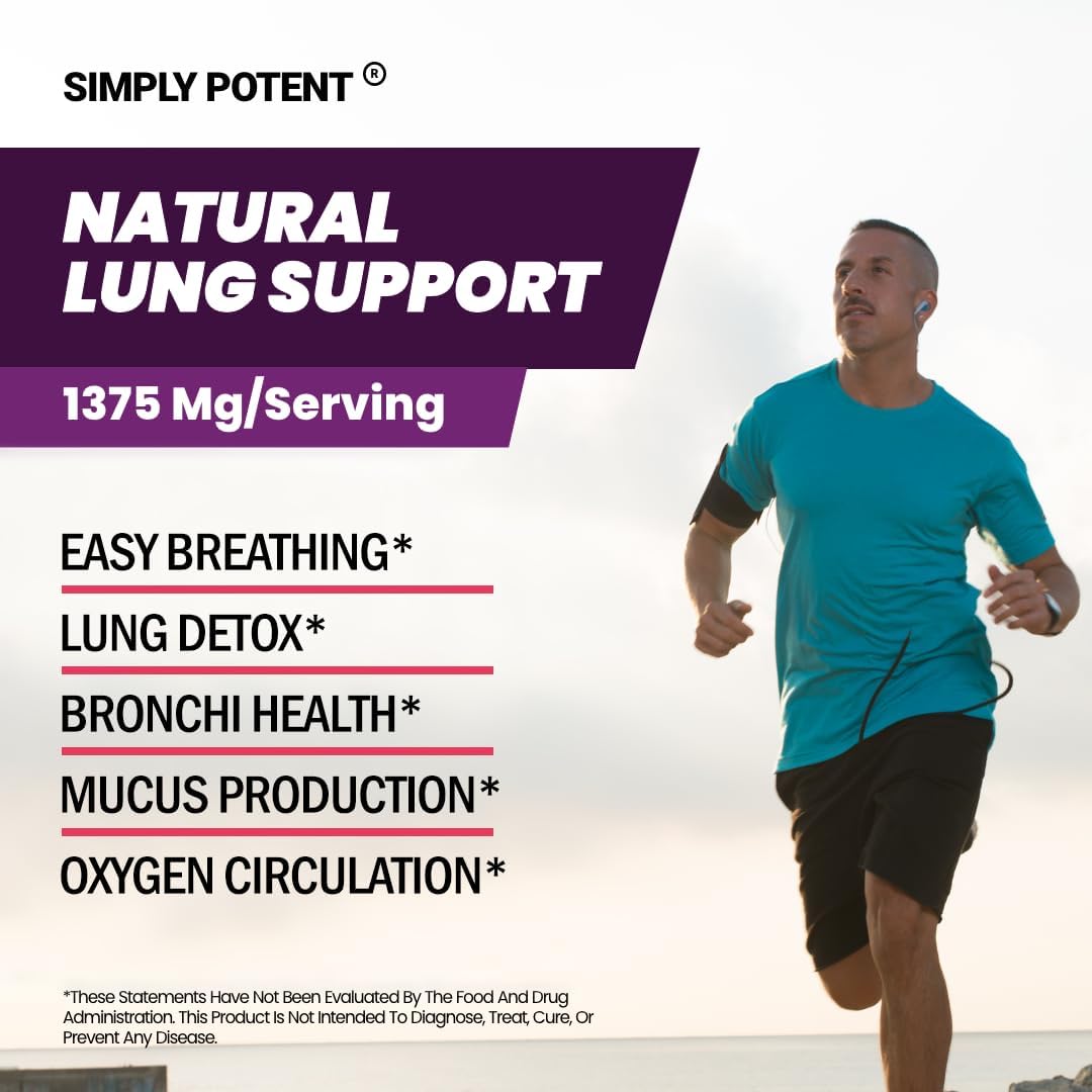 Comprehensive Lung Support Supplement with Quercetin, Bromelain, Nettle, Vitamin C, K2, & Cordyceps - 60 Capsules for Lung Health & Detox