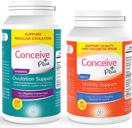 Conceive Plus Ovulation and Motility Support Bundle - 120 Caps + 60 Capsules for PCOS