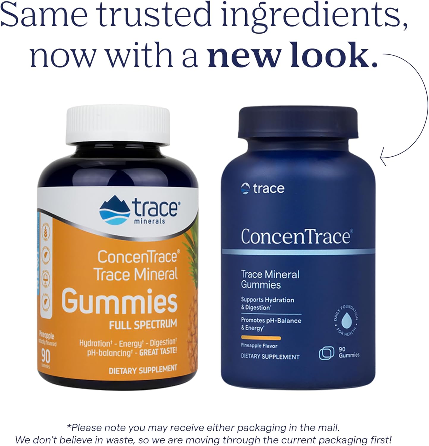 ConcenTrace Chewable Gummies with Trace Minerals for Energy & Joint Support - Natural Pineapple Flavor - 90 ct
