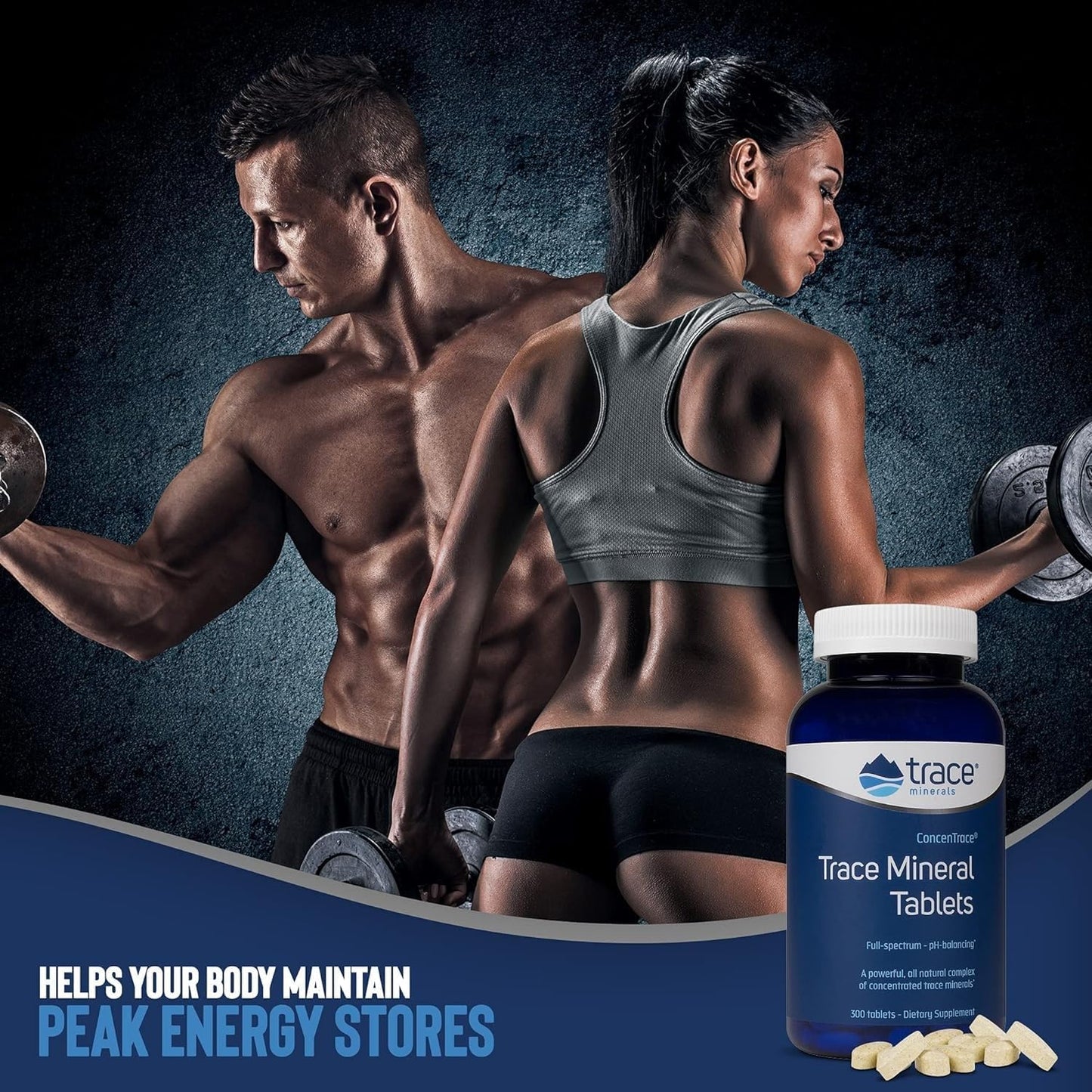 ConcenTrace Trace Mineral Tablets - Bone & Joint Support Supplement - Hydration & Electrolyte Boost - 300 Tablets, 100 Servings