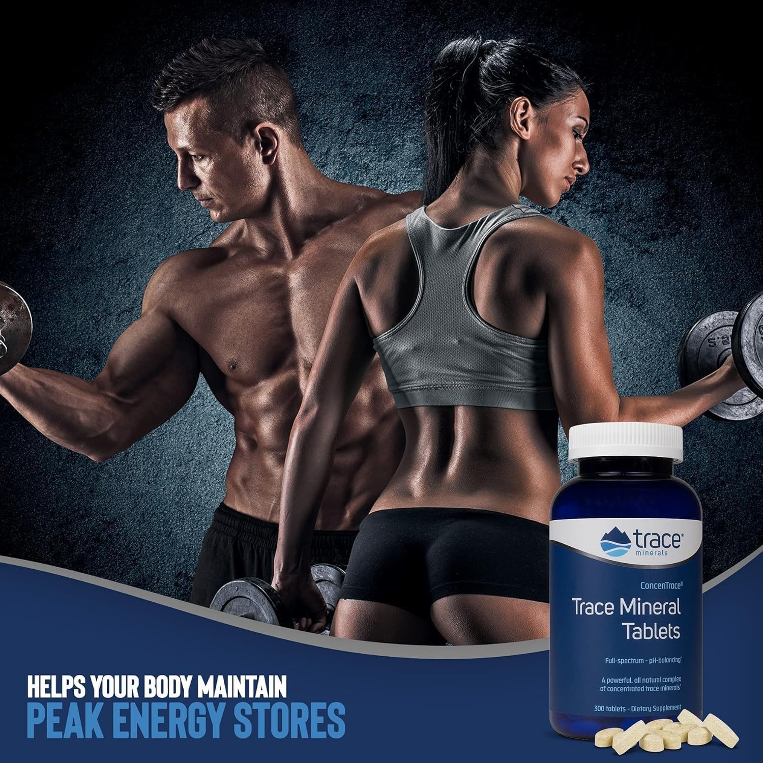ConcenTrace Trace Mineral Tablets - Bone & Joint Support Supplement - Hydration & Electrolyte Boost - 300 Tablets, 100 Servings