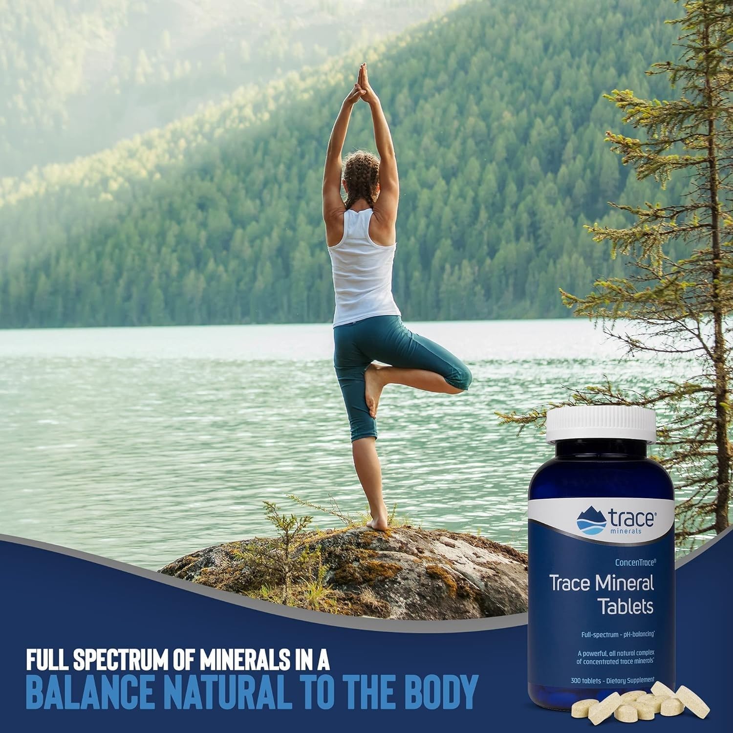 ConcenTrace Trace Mineral Tablets - Bone & Joint Support Supplement - Hydration & Electrolyte Boost - 300 Tablets, 100 Servings