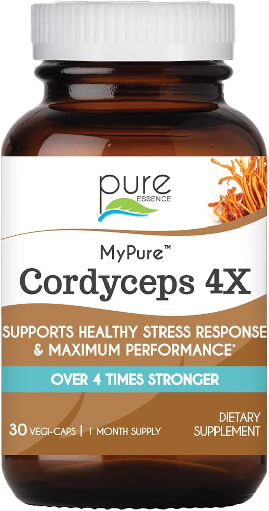 Concentrated Cordyceps Mushroom Powder Supplements for Immune System, Stress Response, Physical & Mental Performance - 1 Month Supply by PURE ESSENCE LABS