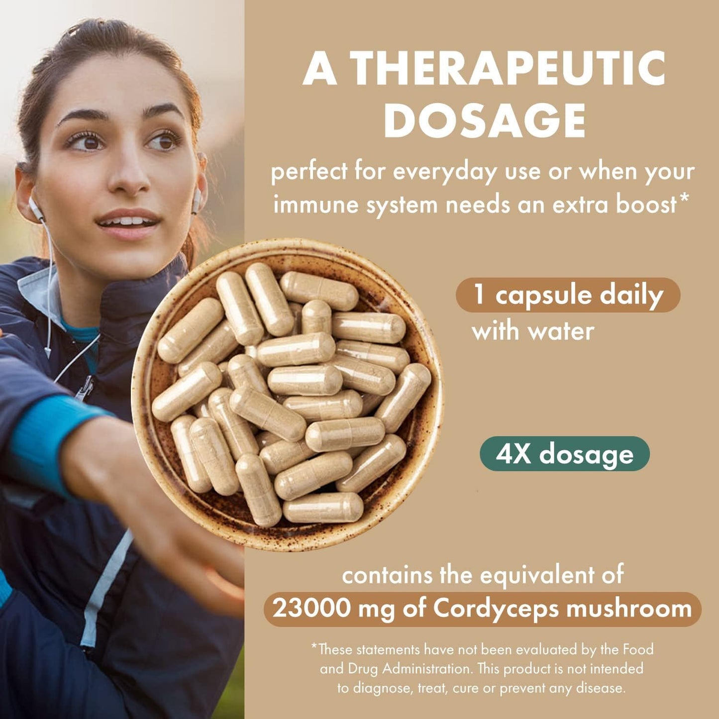 Concentrated Cordyceps Mushroom Powder Supplements for Immune System, Stress Response, Physical & Mental Performance - 1 Month Supply by PURE ESSENCE LABS