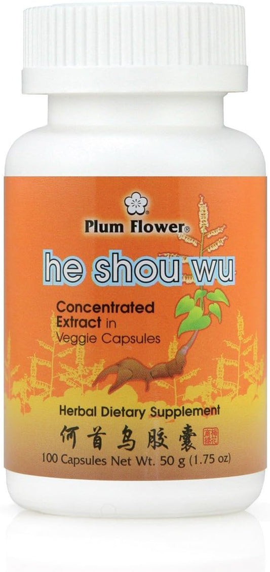 Concentrated He Shou Wu Capsules - Fo-Ti Root Extract, Polygonum Multiflorum, 100 Vegetarian Capsules