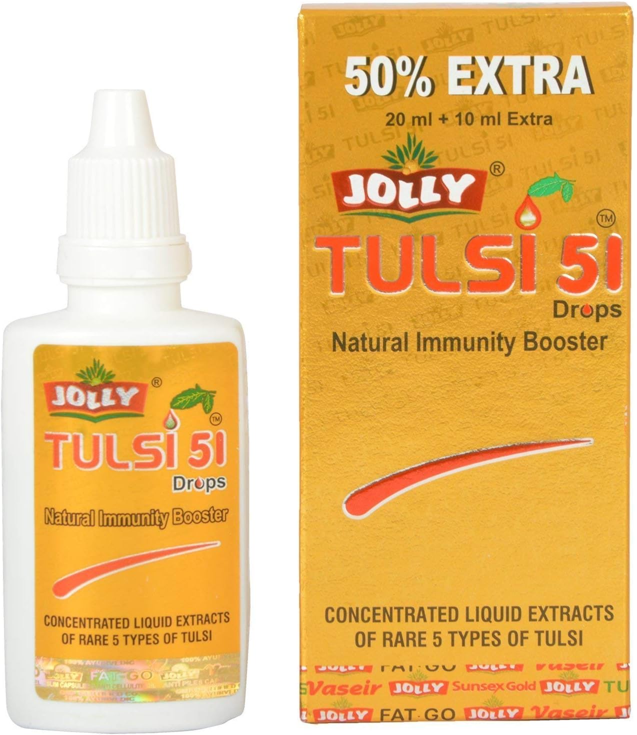 Concentrated Jolly Tulsi 51 Drops Liquid Extracts - 21 ML | 0.71 fl. oz for Refreshing Tulsi Tea