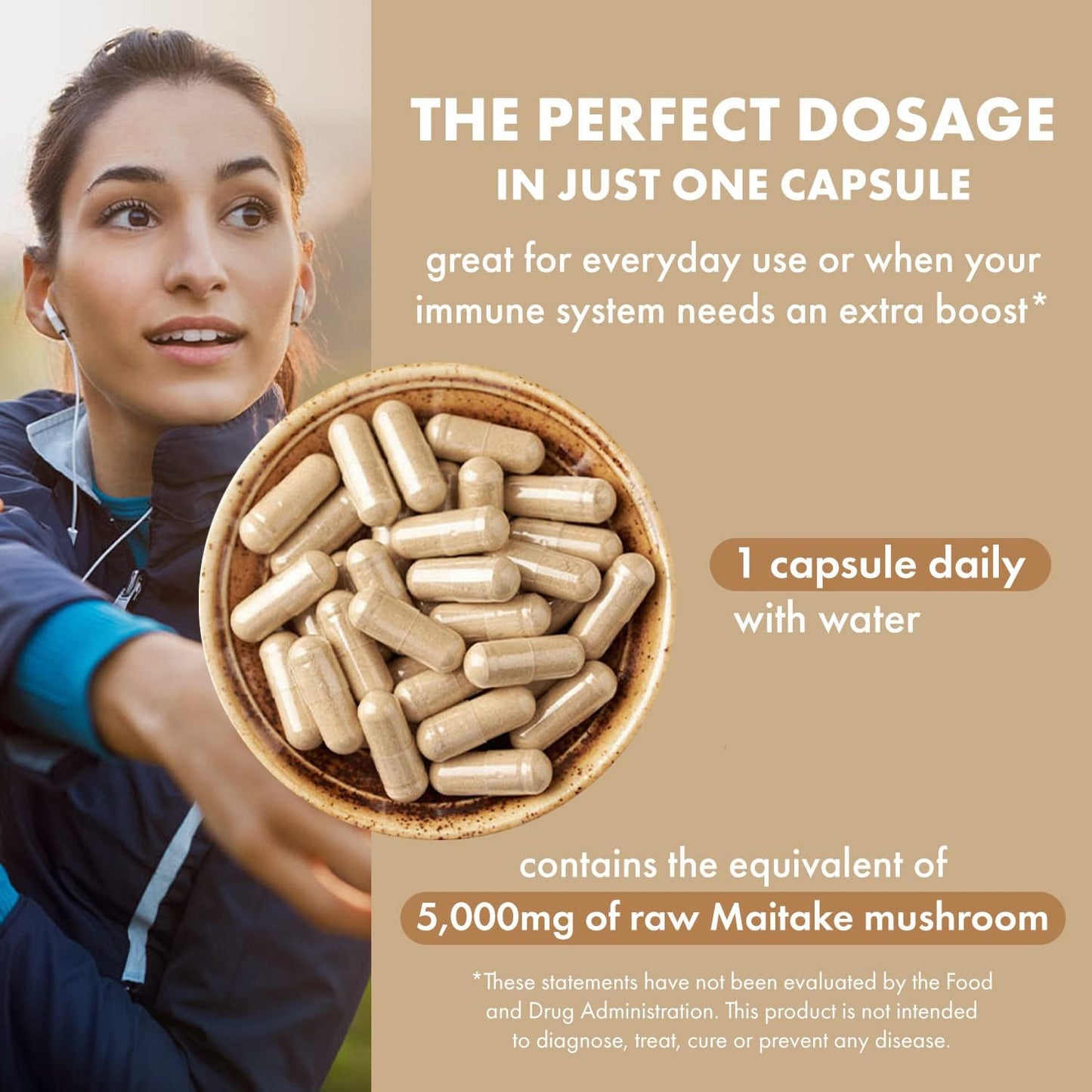 Concentrated Maitake Mushroom Powder Supplement for Immune System Support, Stress Relief, Energy Boost - 2 Month Supply by PURE ESSENCE LABS