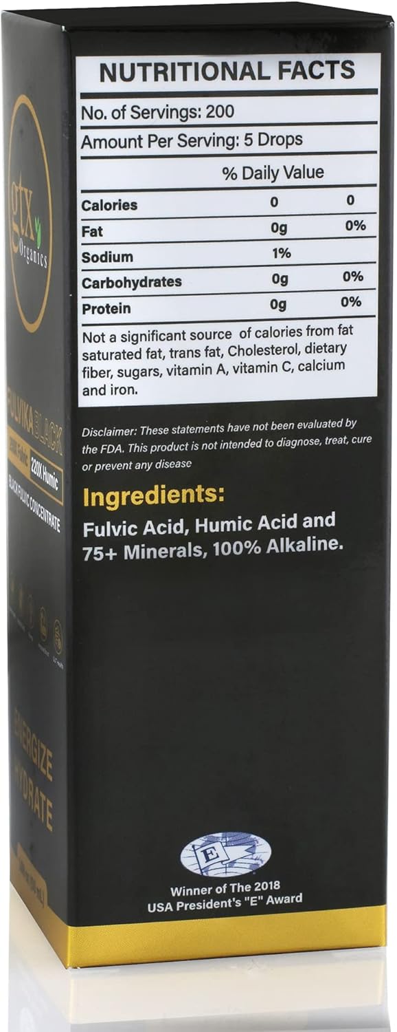 Concentrated Plant-Based Fulvic Acid Trace Mineral Drops - 74 Trace Minerals Supplement with Electrolytes & Alkaline pH - 200 Servings