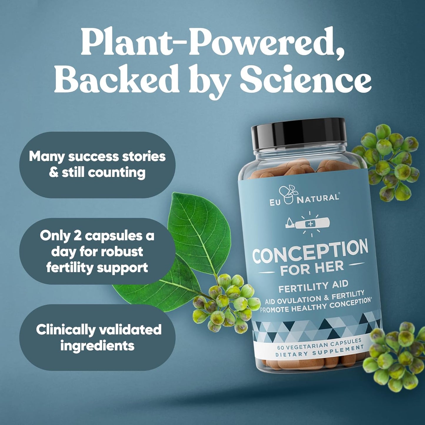 Conception Fertility Supplements 3-Pack Bundle for Women - Supports Ovulation, Hormonal Balance, Regular Cycles - Prenatal Vitamins with Myo-Inositol, Folate, Vitex - 180 Capsules