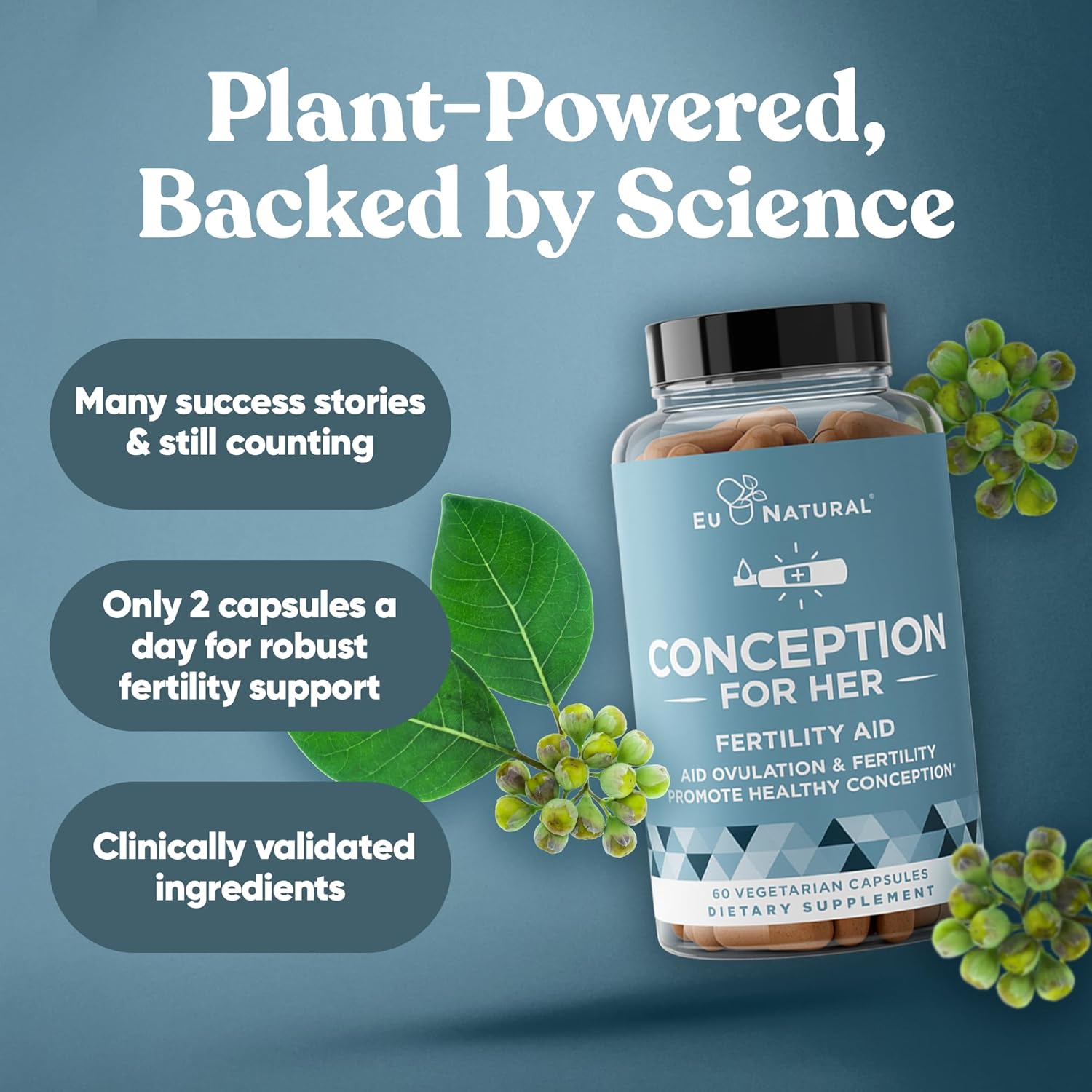 Conception Fertility Supplements 3-Pack Bundle for Women - Supports Ovulation, Hormonal Balance, Regular Cycles - Prenatal Vitamins with Myo-Inositol, Folate, Vitex - 180 Capsules