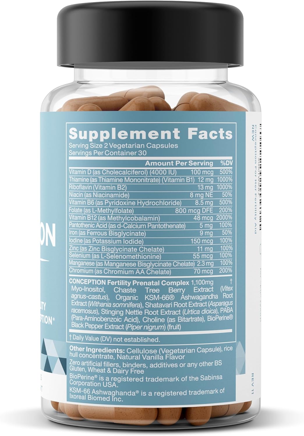 Conception Fertility Supplements 3-Pack Bundle for Women - Supports Ovulation, Hormonal Balance, Regular Cycles - Prenatal Vitamins with Myo-Inositol, Folate, Vitex - 180 Capsules