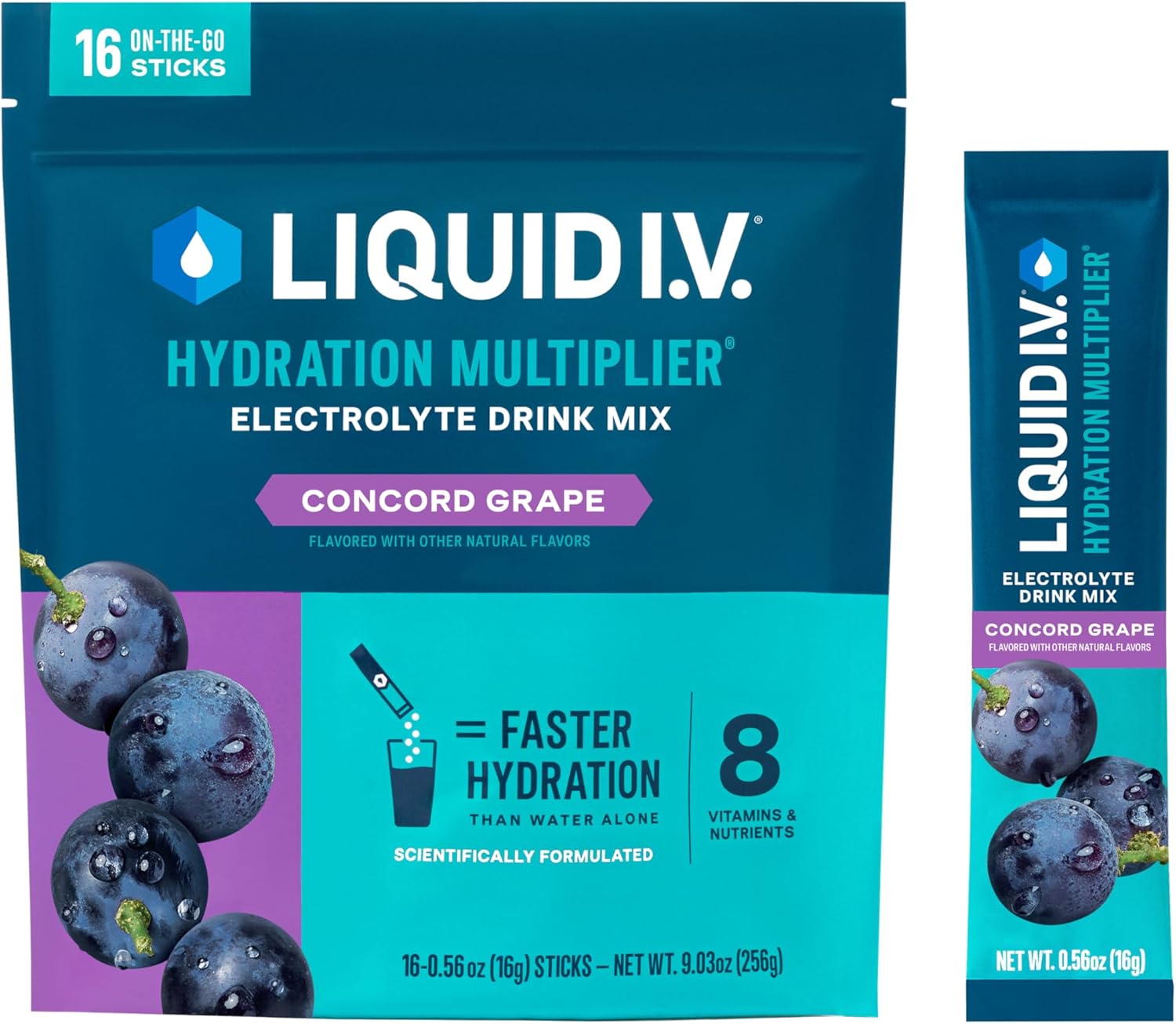 Concord Grape Liquid I.V.® Hydration Multiplier - Electrolyte Powder Drink Mix - 16 Servings