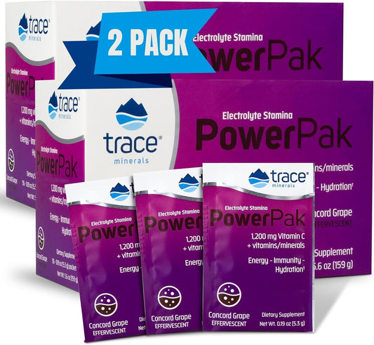 Concord Grape Trace Minerals Power Pak - Daily Health Support Supplement with Vitamins & Minerals - Immune Health & Hydration - Mix Powder Supports Bodily Functions - 60 Servings