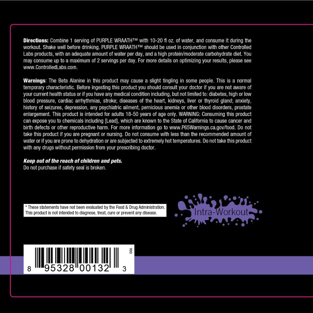 CONTROLLED LABS Purple Wraath Pineapple Flavor BCAA & EAA Amino Acid Supplement - 90 Servings for Optimal Endurance & Focus