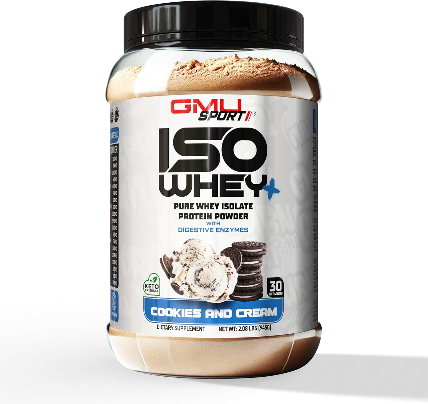 Cookies and Cream GMU SPORT ISO Whey Protein Powder - 2lb (30 Servings) - 26g Protein, Amino Acids, BCAA's, Collagen Peptides, Digestive Enzymes