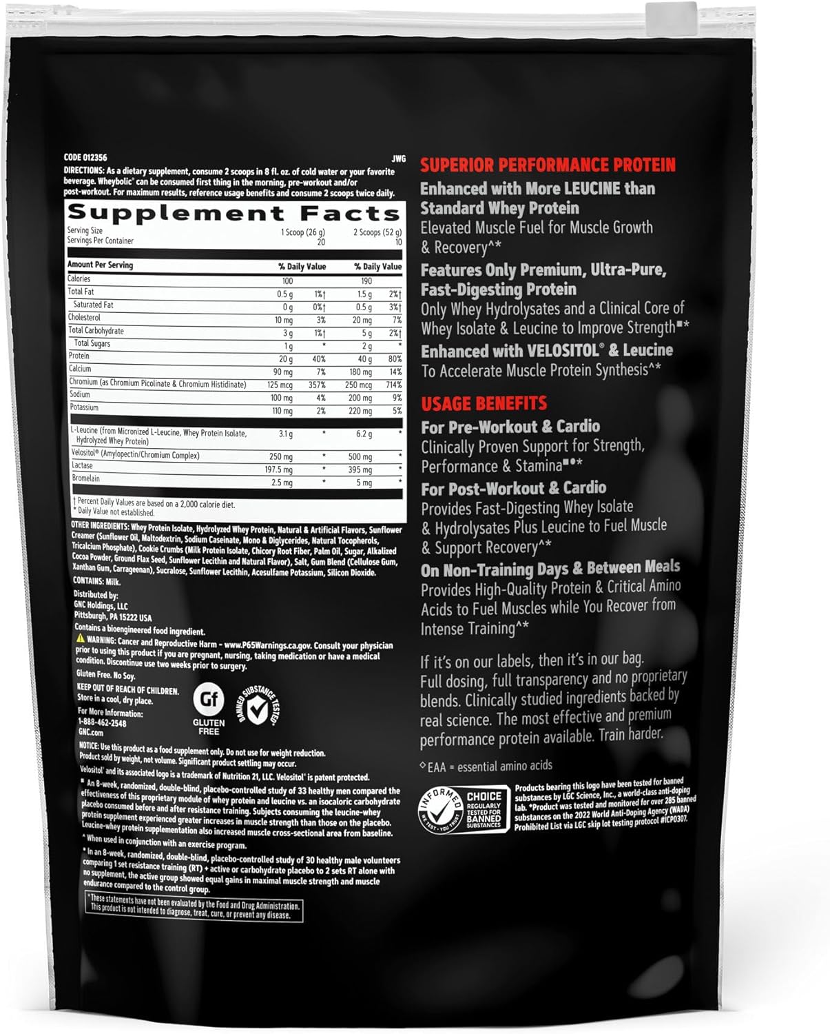 Cookies and Cream GNC AMP Wheybolic Whey Protein Isolate Powder with BCAA for Muscle Building & Workout Support - 10 Servings