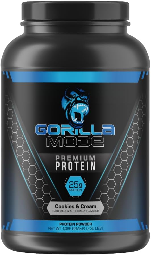 Cookies and Cream Gorilla Mind Premium Whey Protein: 25g Whey Isolate & Concentrate for Muscle Recovery and Growth (30 Servings) - BoostGo Australia