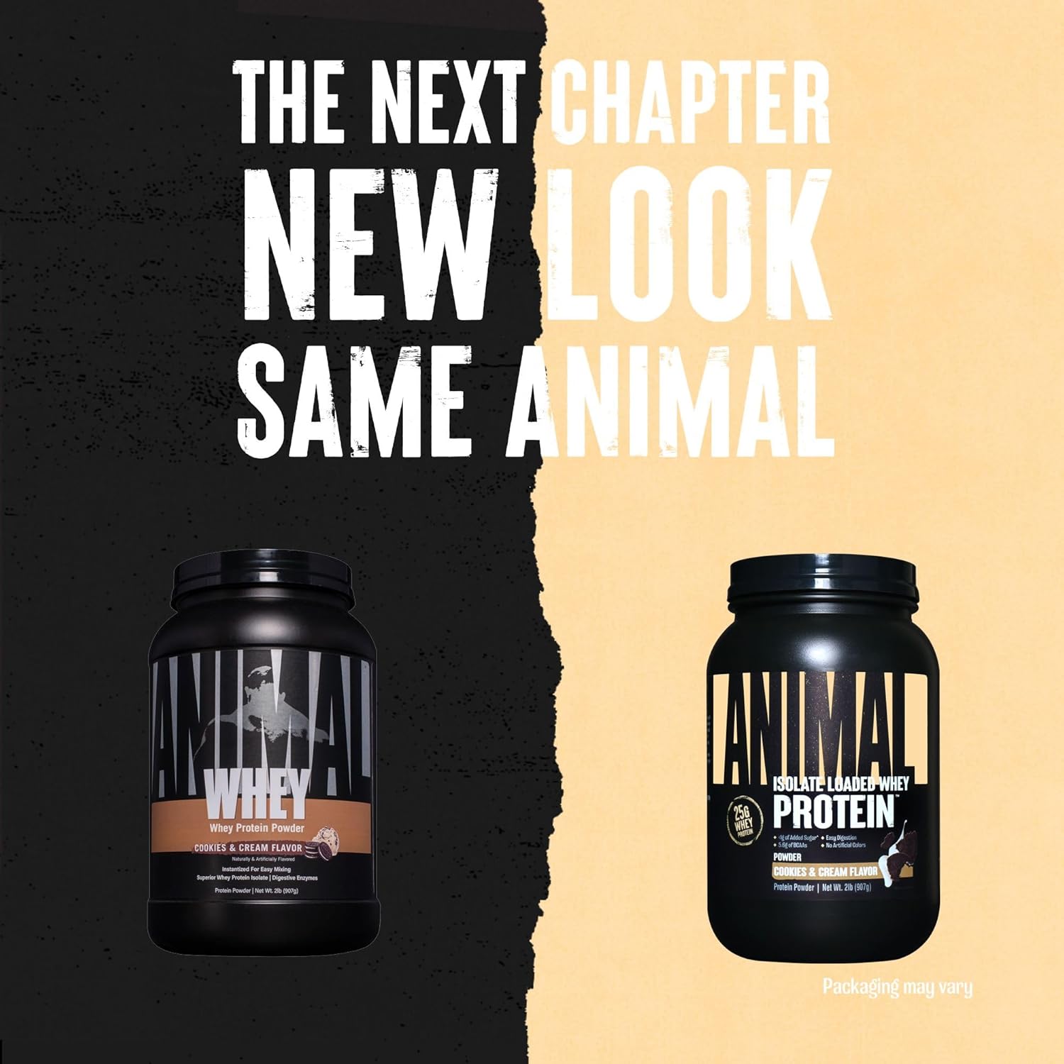 Cookies & Cream Animal Whey Isolate Protein Powder - 25g Protein, Low Sugar, Digestive Enzymes - Muscle Builder & Recovery for Men & Women - Ideal for Pre & Post Workout - 2 lbs