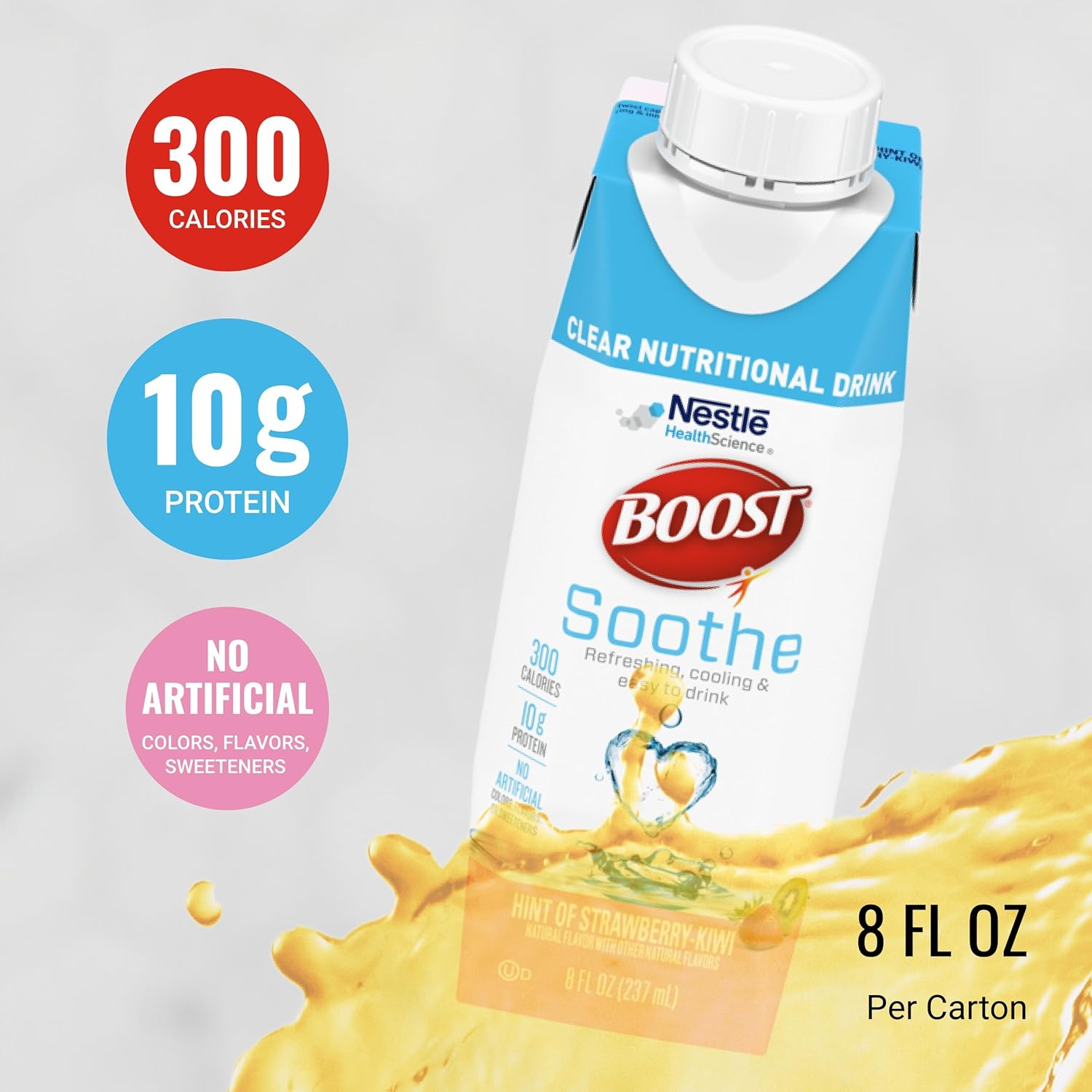 Cooling Sensation Nutritional Drink with 10g Whey Protein Isolate, 300 Calories, Strawberry Kiwi Flavor - Pack of 24 - 8 fl oz