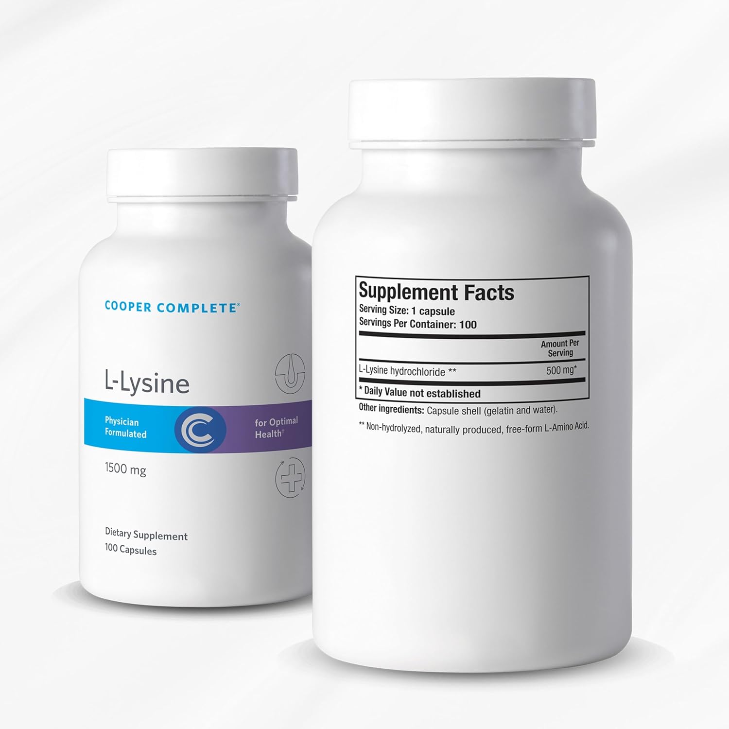 Cooper Complete L-Lysine Supplement - 100 Vegetarian Capsules, Single Pack
