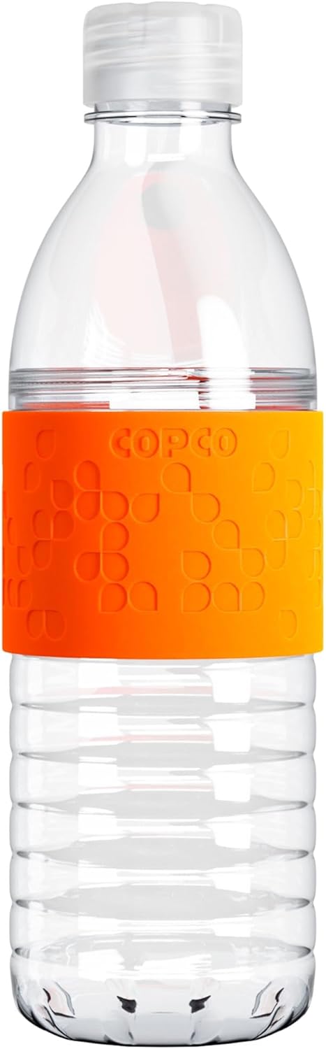Copco Hydra 16.9 oz BPA-Free Water Bottle with Leak-Proof Lid - Tritan Reusable Textured Grip Sleeve - Shatter-Resistant, Dishwasher Safe for Travel, Gym, Work, Outdoors - Chevron Orange