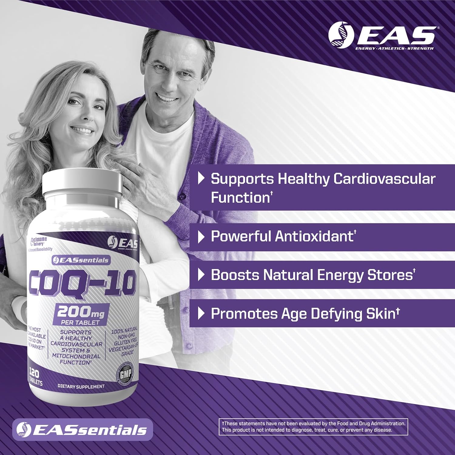 COQ-10 200mg Tablets for Heart Health & Energy | Antioxidant Formula with Enhanced Absorption | Gluten Free & Non GMO | 120 Count