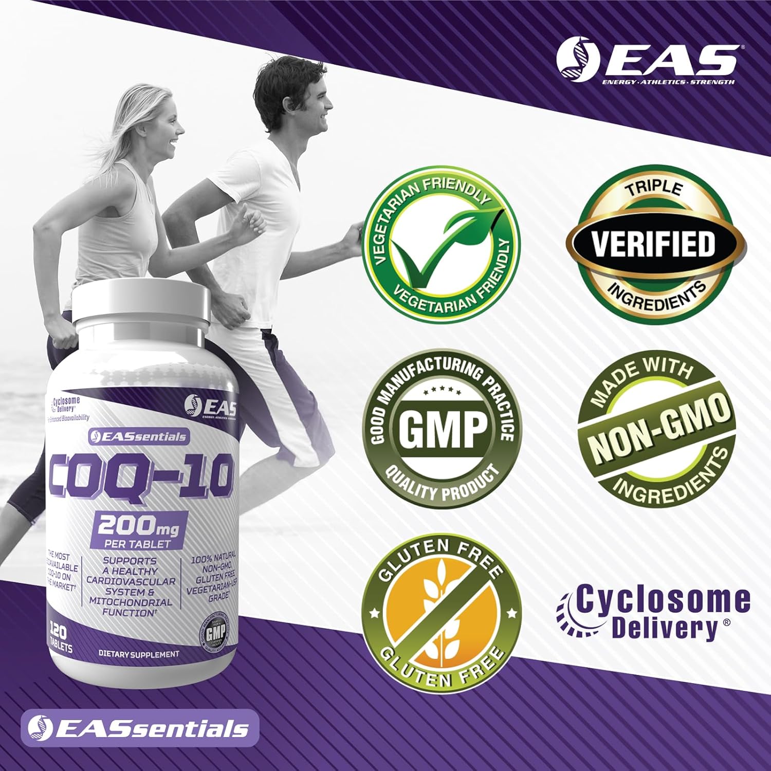 COQ-10 200mg Tablets for Heart Health & Energy | Antioxidant Formula with Enhanced Absorption | Gluten Free & Non GMO | 120 Count