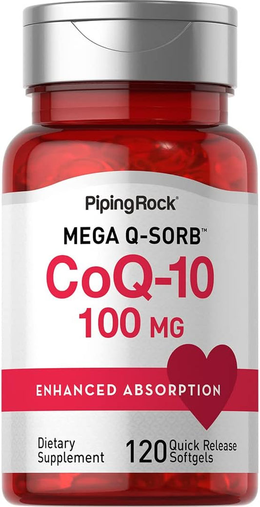 CoQ10 100mg Softgels with Black Pepper Extract - 120 Count | Non-GMO, Gluten Free Supplement by Piping Rock
