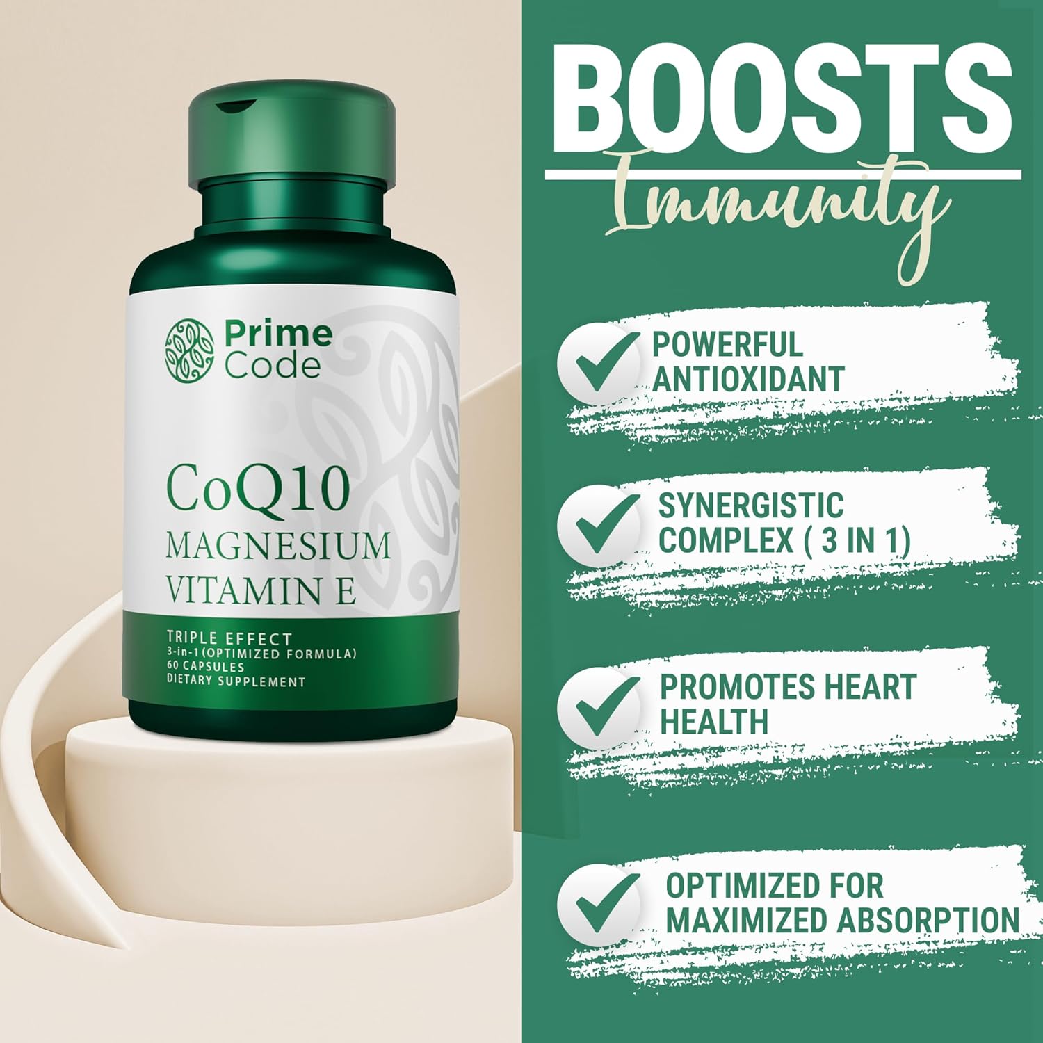 CoQ10 250mg Capsules with Magnesium Glycinate, Vitamin E, Psyllium Husk, and Vitamin C