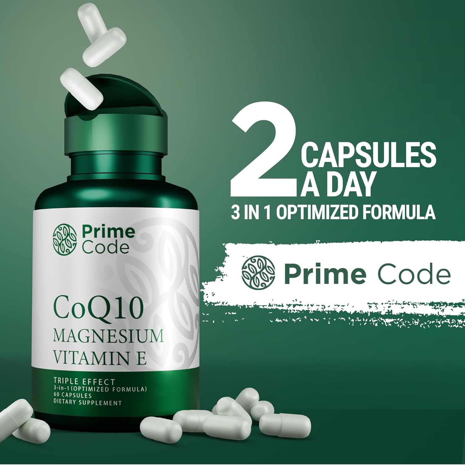CoQ10 250mg Capsules with Magnesium Glycinate, Vitamin E, Psyllium Husk, and Vitamin C
