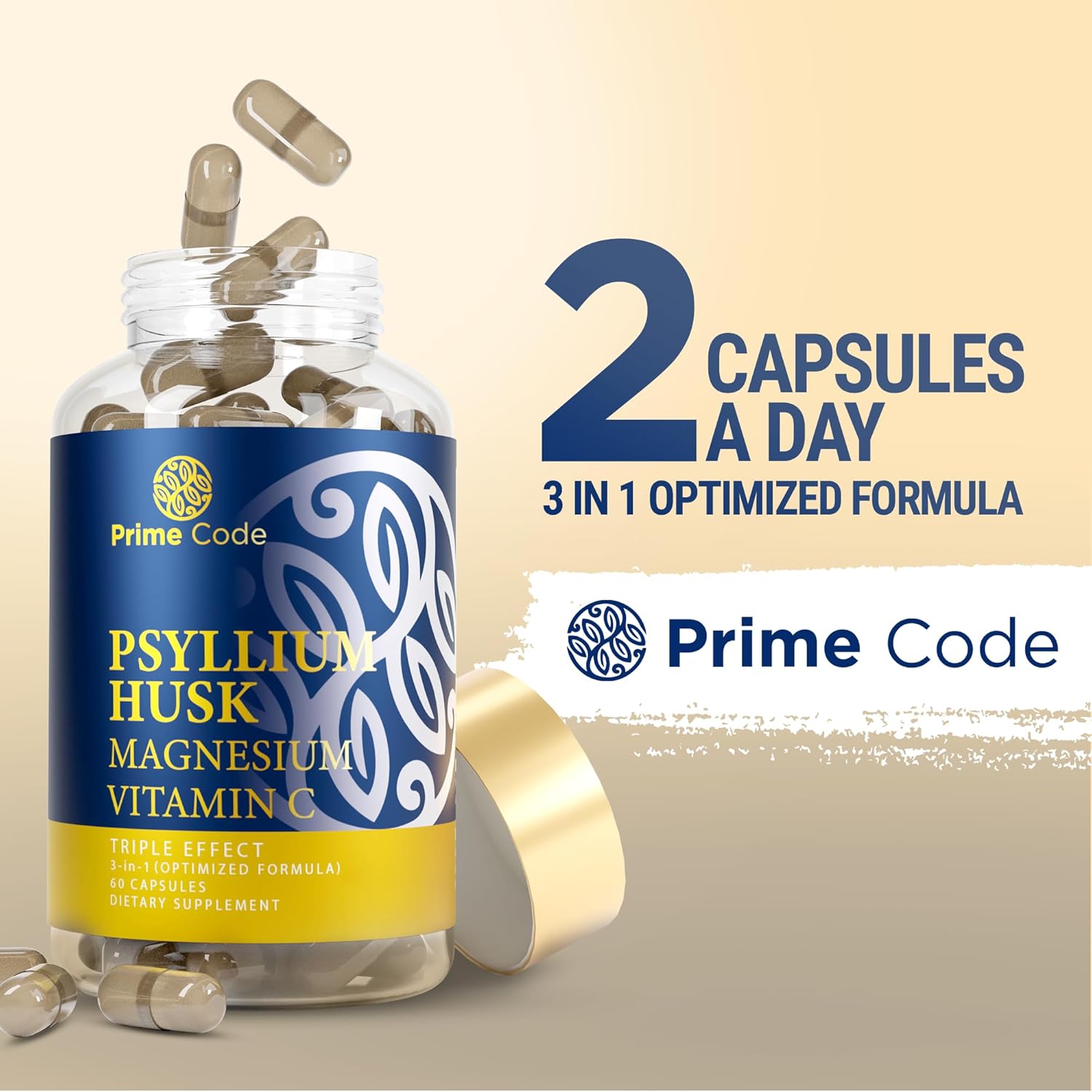CoQ10 250mg Capsules with Magnesium Glycinate, Vitamin E, Psyllium Husk, and Vitamin C