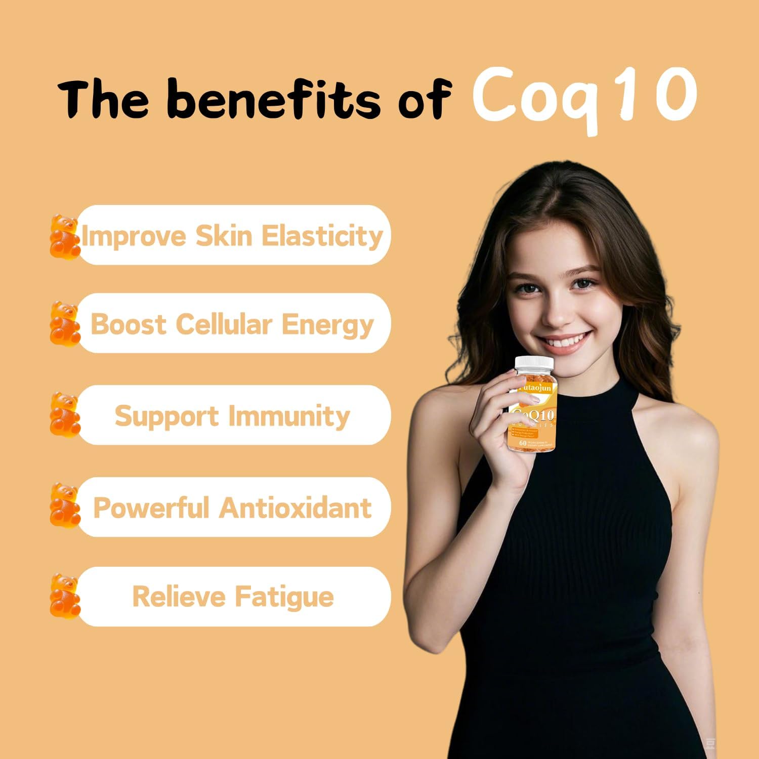 Coq10 Gummies for Adults - Orange Flavor - Sugar Free - High Absorption - Energy & Antioxidant - 240 Gummies in Total
