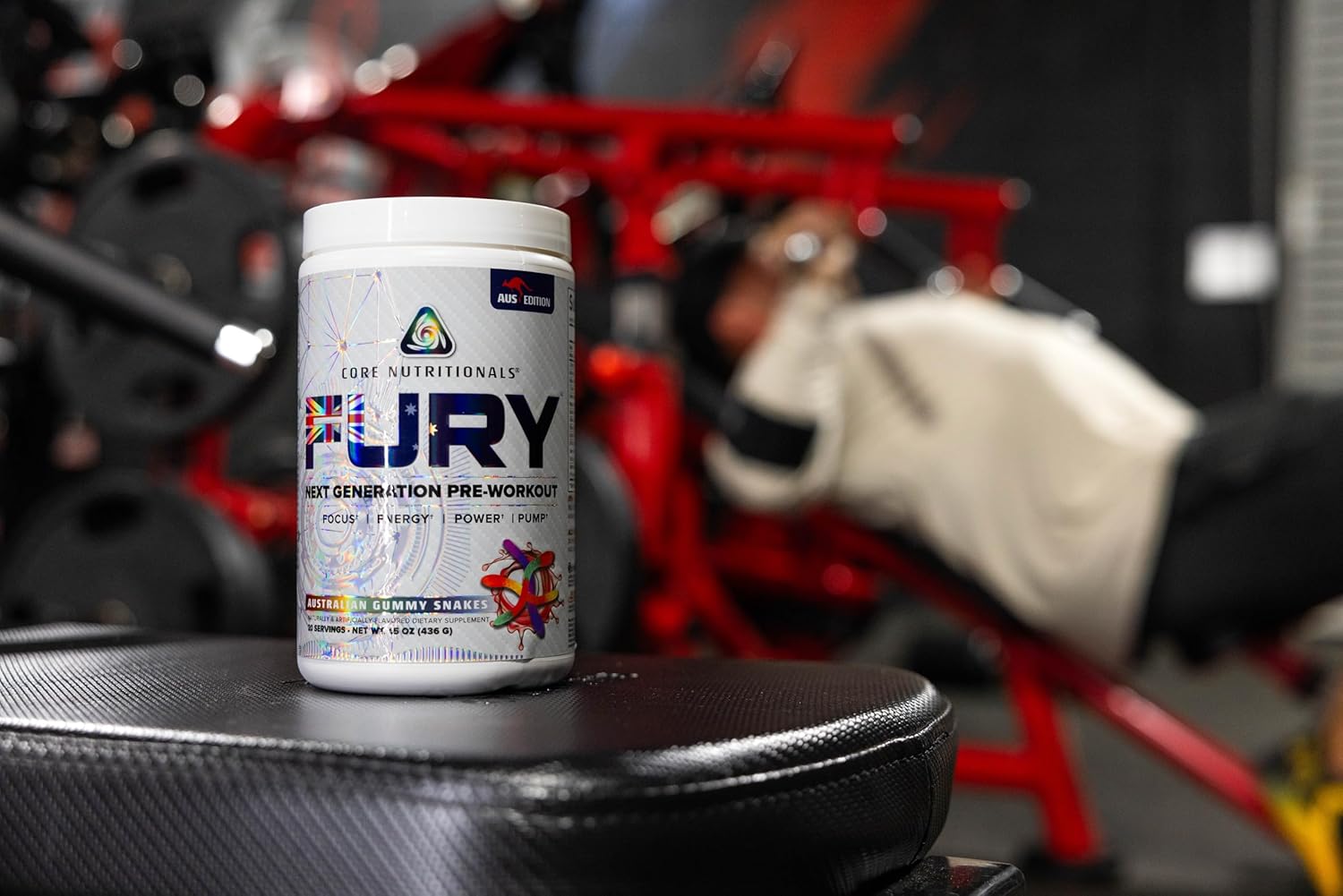 Core Nutritionals Fury Platinum Pre Workout Intensifier - Sour Candy Flavor, 375mg Caffeine, 5G Creatine Monohydrate, 6G L-Citruline - Pump, Power, Focus, Energy - 20 Servings