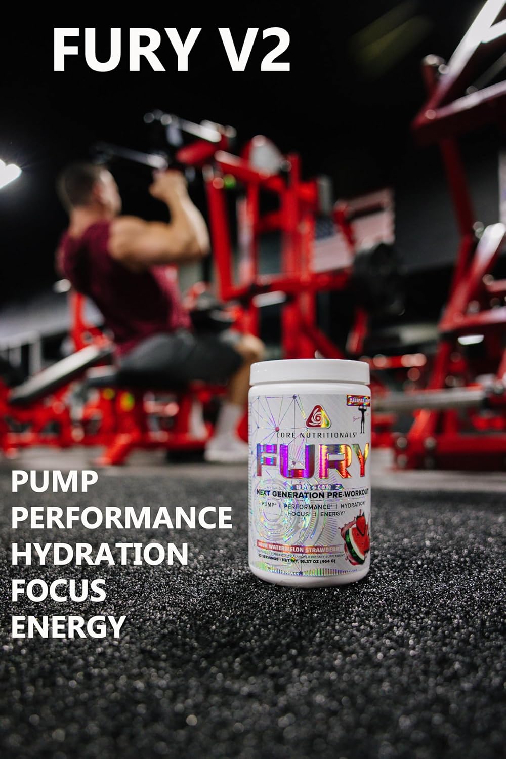 Core Nutritionals Fury V2 Pre-Workout Powder - Enhance Gym Performance with Zum-XR® Caffeine, L-Citrulline, Alpha GPC (40 Servings) - Tropic Thunder Flavor