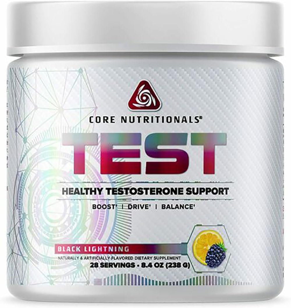 Core Nutritionals Platinum Test - 28 Servings of Testosterone Support with 3.6g Calcium D-Aspartic Acid - Black Lightning