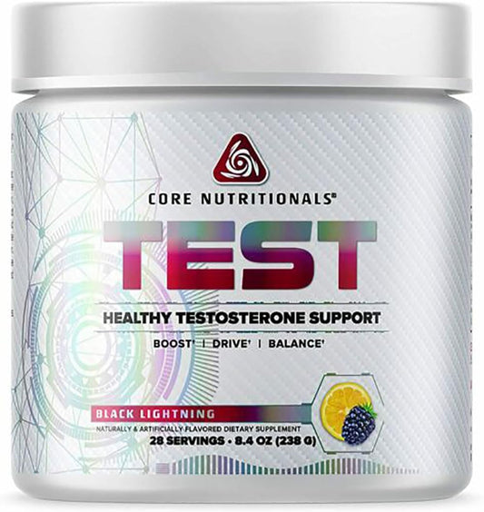 Core Nutritionals Platinum Test - 28 Servings of Testosterone Support with 3.6g Calcium D-Aspartic Acid - Black Lightning