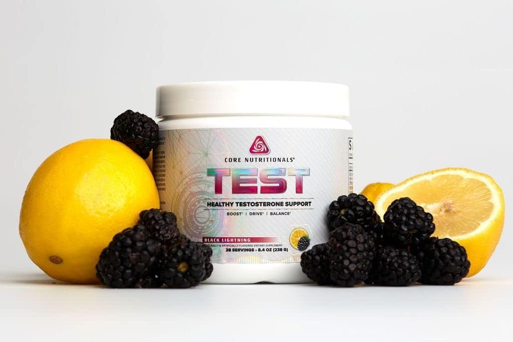 Core Nutritionals Platinum Test - 28 Servings of Testosterone Support with 3.6g Calcium D-Aspartic Acid - Black Lightning