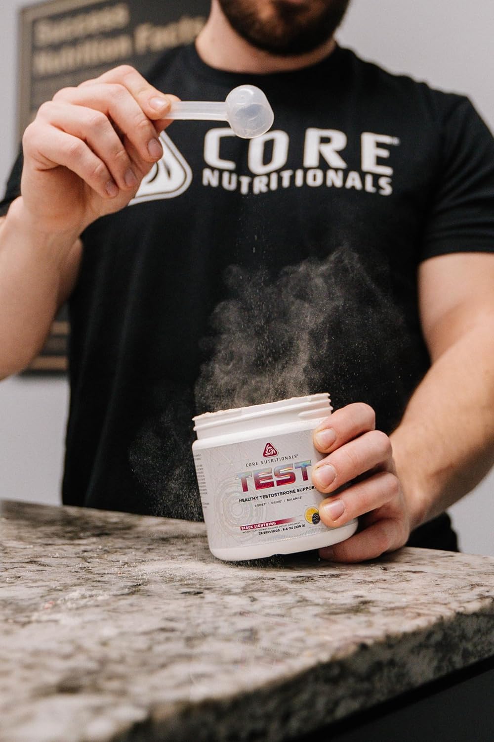 Core Nutritionals Platinum Test - 28 Servings of Testosterone Support with 3.6g Calcium D-Aspartic Acid - Black Lightning