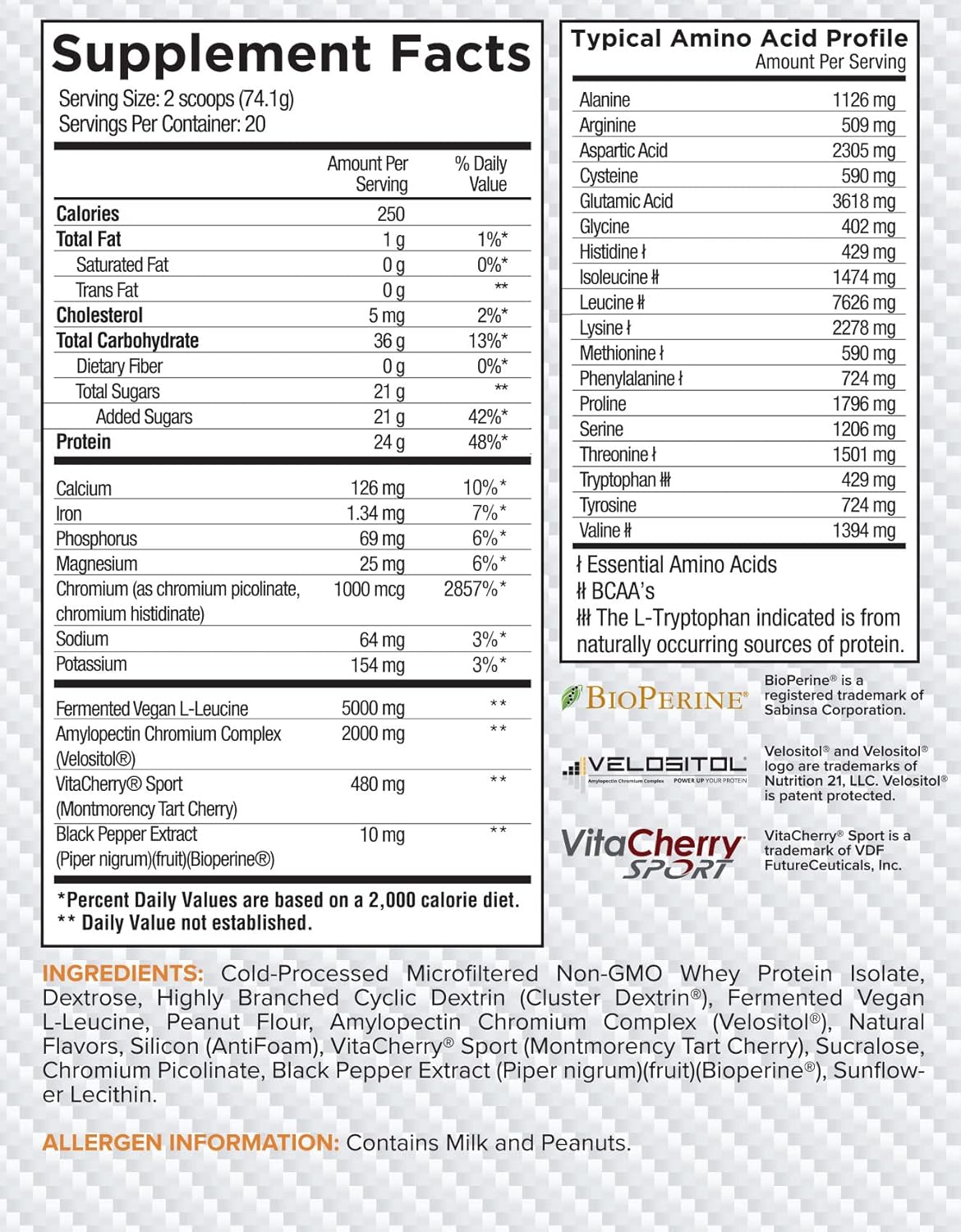 Core Nutritionals Post-Workout Recovery Matrix - Cyclic Dextrin & Velositol for Protein Absorption - 20 Servings Peanut Butter Brittle