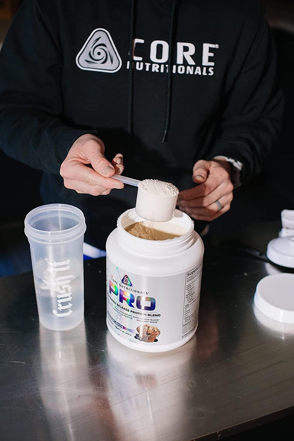 Core Nutritionals Pro Sustained Release Protein Blend with Digestive Enzyme Blend - Blueberry Muffin Flavor - 25G Protein, 2G Carb - 28 Servings