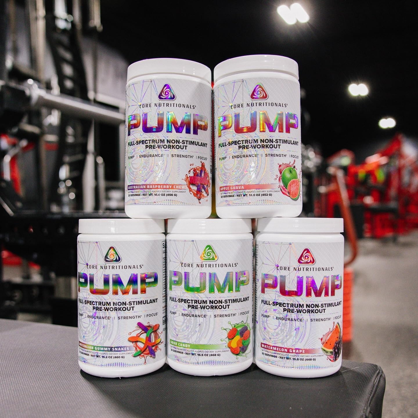 Core Nutritionals Pump Full-Spectrum Non-Stimulant Pre-Workout - Enhanced with N03T Nitrate, Peak02, Alpha GPC - Boosts Pump, Strength, Performance - 20 Servings - Australian Gummy Snakes