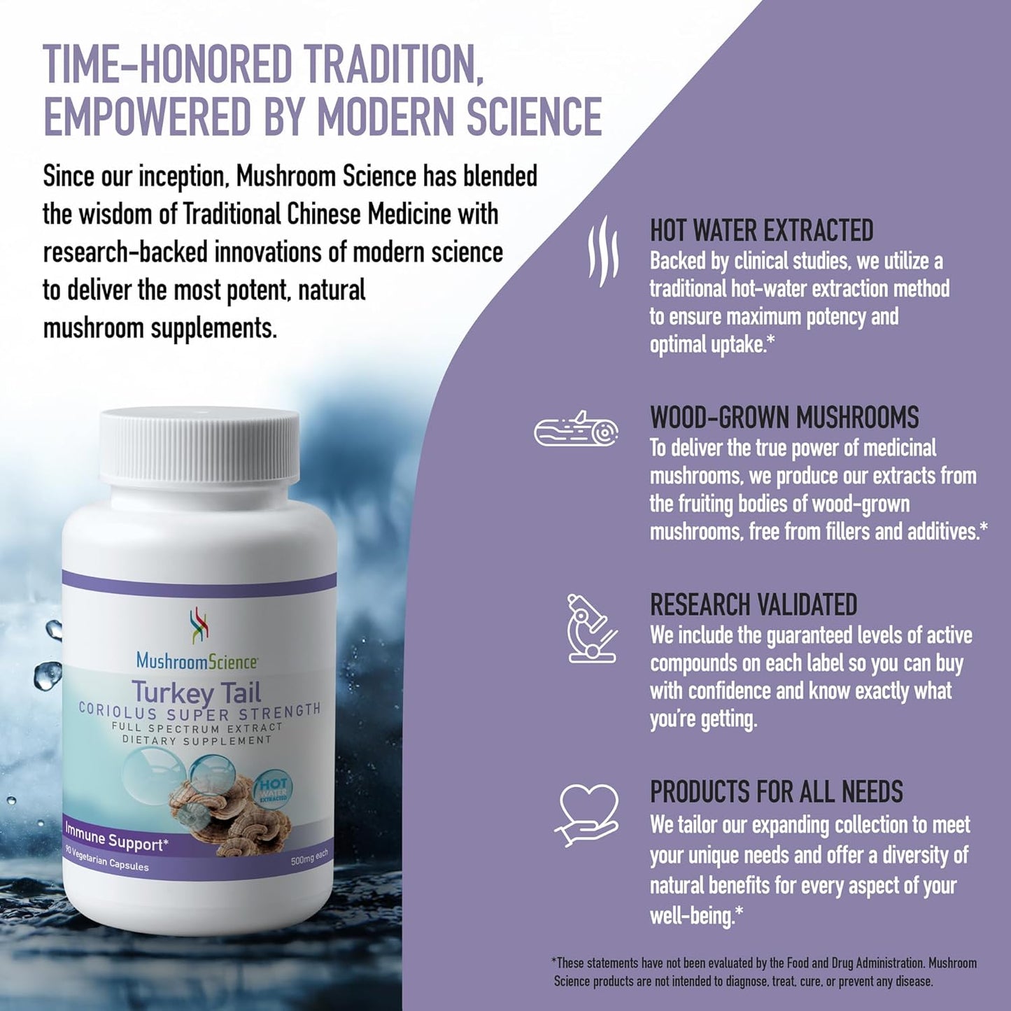 Coriolus Super Strength Turkey Tail Mushroom Capsules - Natural Health Support Supplement for Adults - 500MG, 90 CT