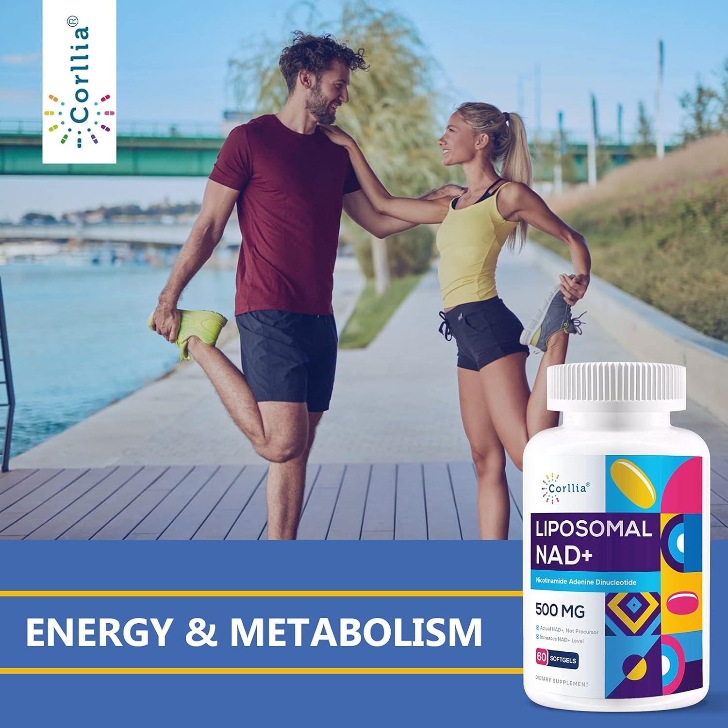 Corllia Liposomal NAD+ Softgels with TMG - 500mg NAD+ + 250mg TMG - 180 Servings - Nicotinamide Riboside Alternative