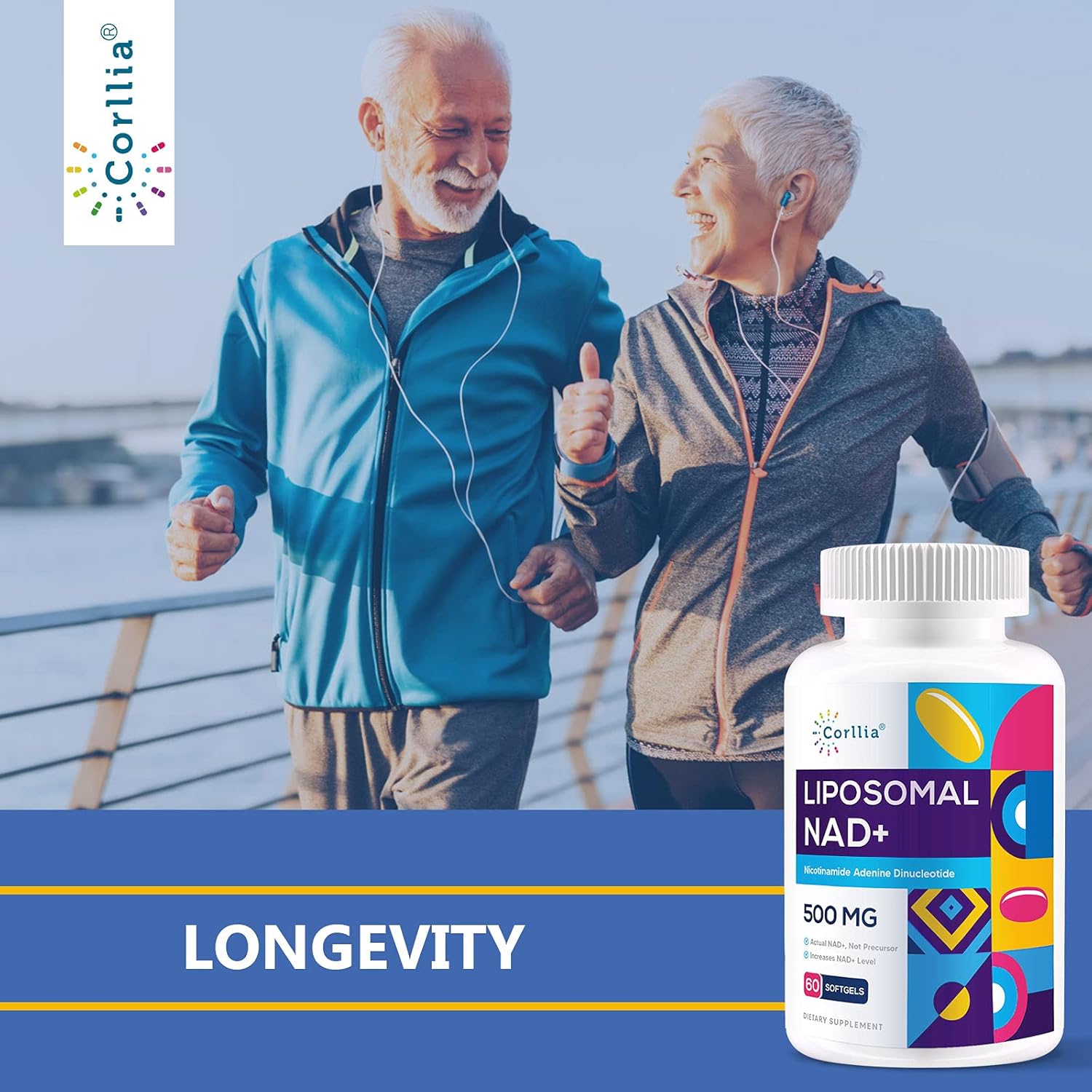 Corllia Liposomal NAD+ Softgels with TMG - 500mg NAD+ + 250mg TMG - 180 Servings - Nicotinamide Riboside Alternative